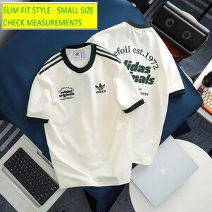 Adidas Classics Original 3 Stripes Tee Shirt Trefoil Retro Men Vanilla Slim Fit